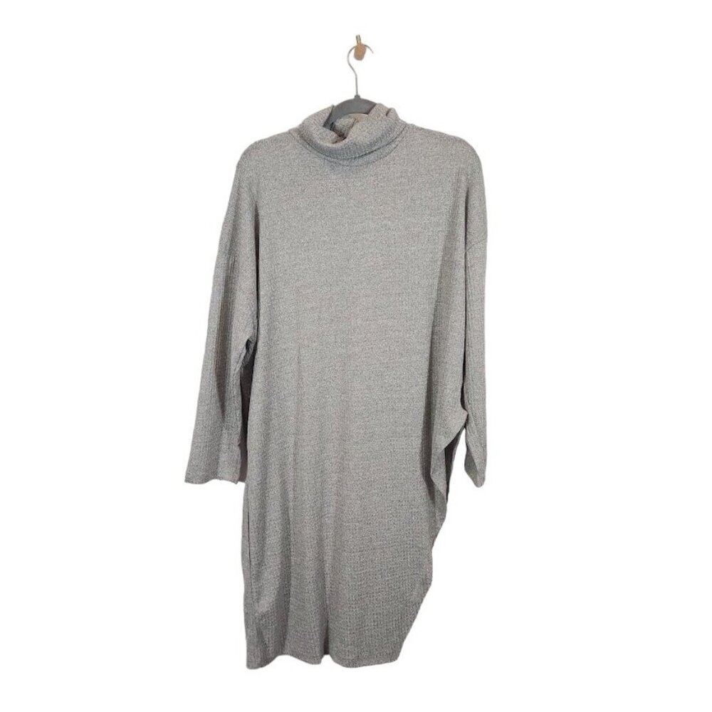 Rouge Collection Womens Plus Cowl Neck Asymmetrical‎ Hem Tunic in Gray - Size 4X